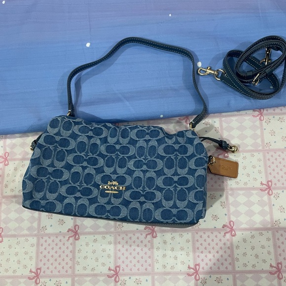 Coach Handbags - Coach Denim Signature Shoulder Bag in Blue
